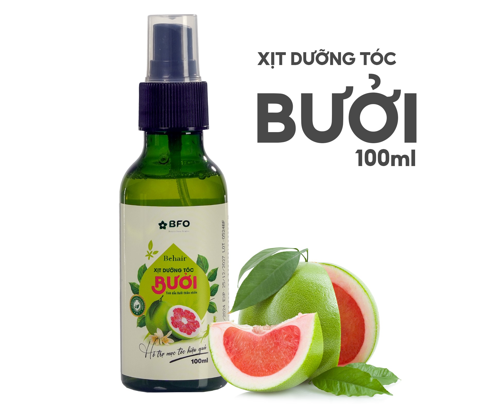 Mô tả Xịt Dưỡng Tóc Tinh Dầu Bưởi Mọc Tóc Phục Hồi Tóc BFO Behair 100ml Dưỡng Tóc Hỗ Trợ Mọc Tóc - 1