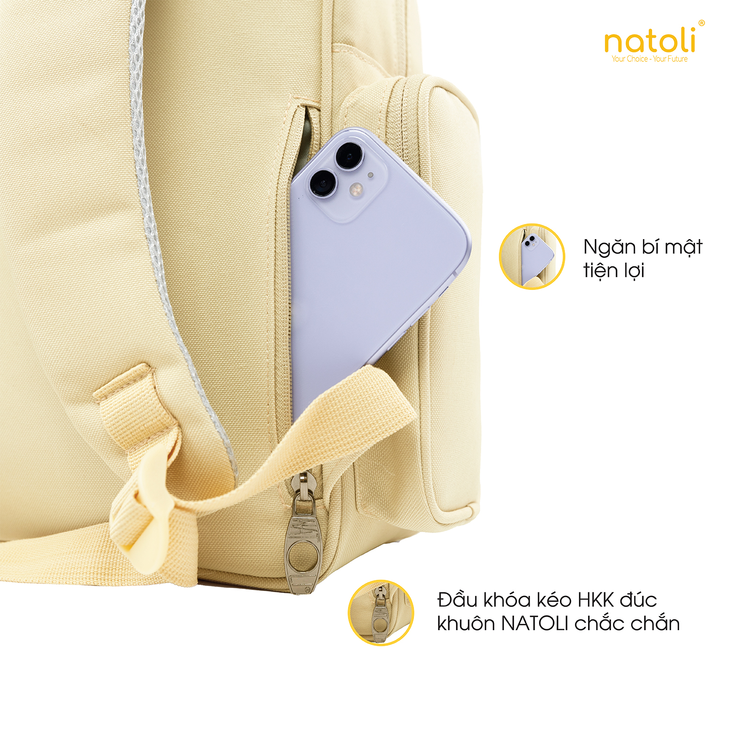 Các ngăn phụ của Balo NATOLI B19