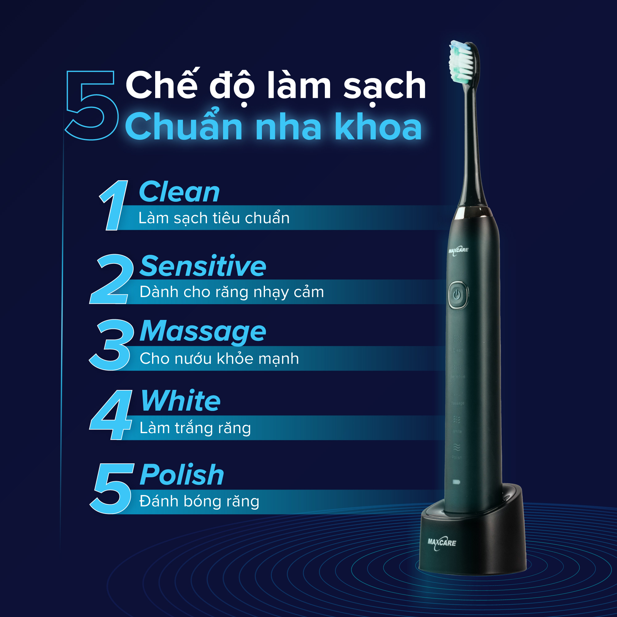 Mô tả Bàn Chải Điện DIỆT KHUẨN BẰNG TIA UV CAO CẤP Maxcare Hera Whitening Sấy Khô & Nhắc Chuyển Vùng Đánh Răng - 9