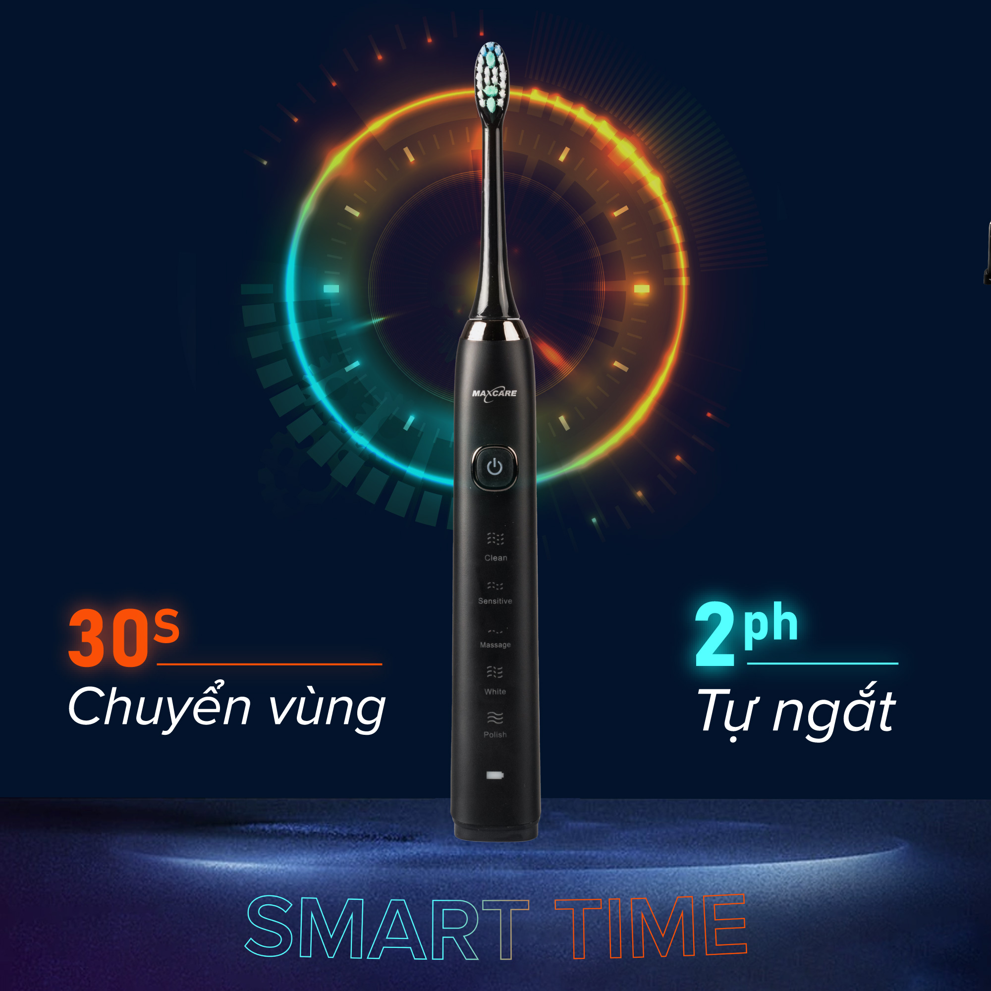 Mô tả Bàn Chải Điện DIỆT KHUẨN BẰNG TIA UV CAO CẤP Maxcare Hera Whitening Sấy Khô & Nhắc Chuyển Vùng Đánh Răng - 10
