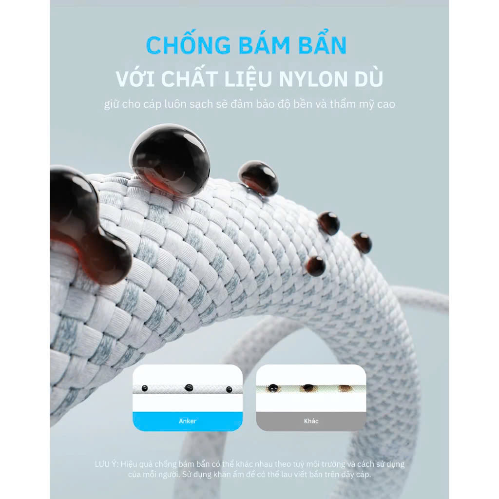Mô tả Cáp sạc nhanh Anker Zolo USB-C to USB-C công suất 240W 1M, Chất liệu nylon - A8060 - 2