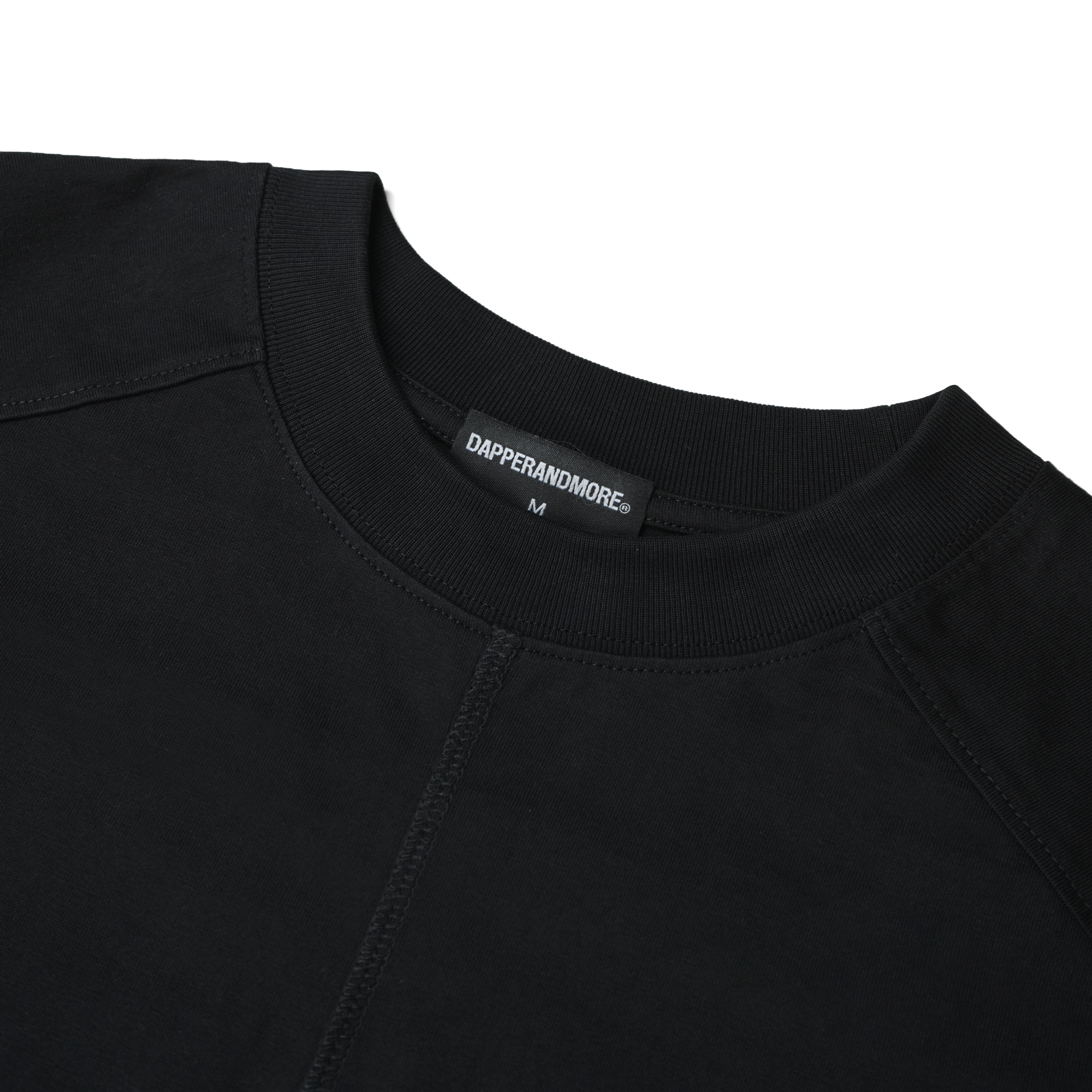 Mô tả Áo Thun Tay Dài DAPPERANDMORE Exclusive Long Sleeve 100% Cotton 250GSM Phối Line Rã May - Black - 1