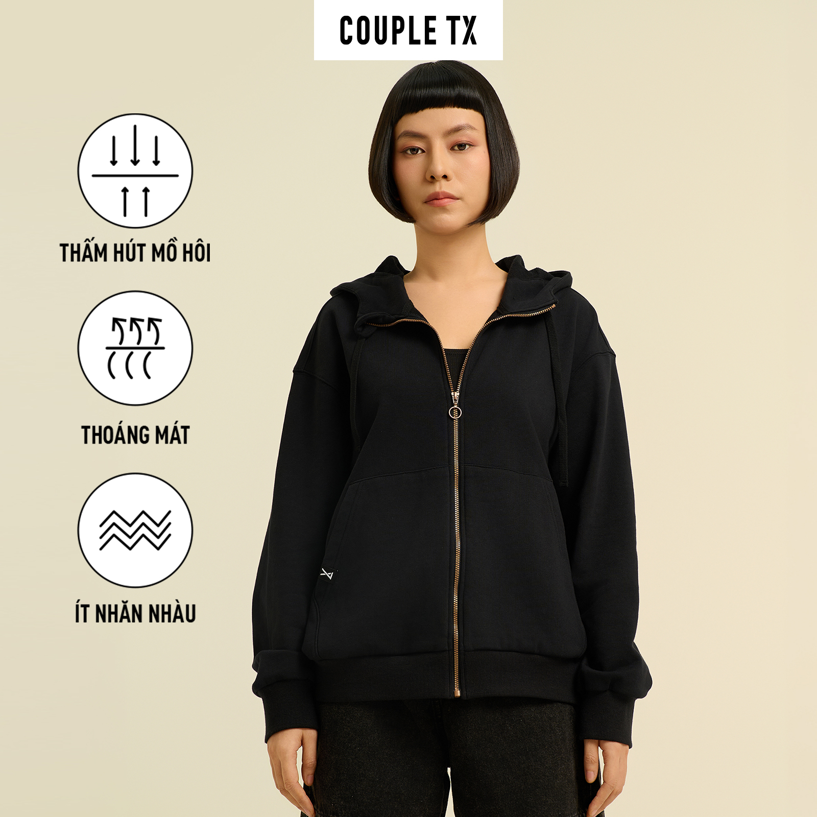 Mô tả Áo Khoác Chống Nắng Nữ Couple TX Thun Chân Cua In Nhũ Nổi Special Play Logo Form Relax WOK 2060 - 2