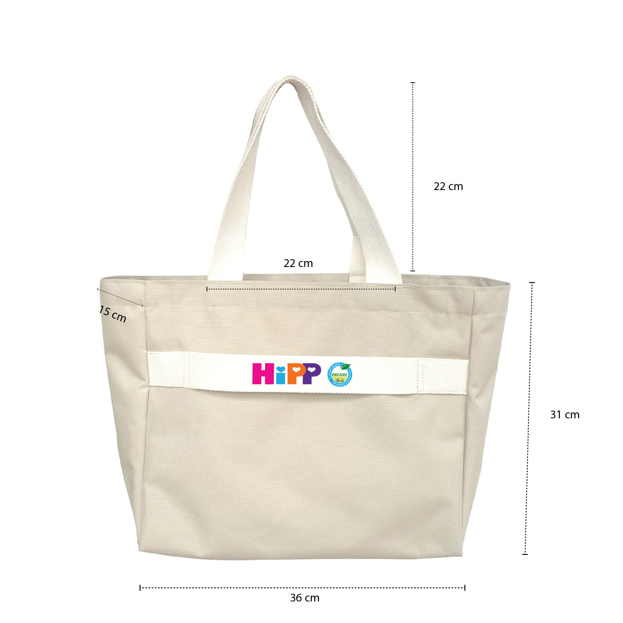 Mô tả Túi vải canvas HiPP cỡ lớn đa năng cho mẹ bỉm sữa, có khóa kéo, mang đi sinh, đi làm, đi chơi... - 1