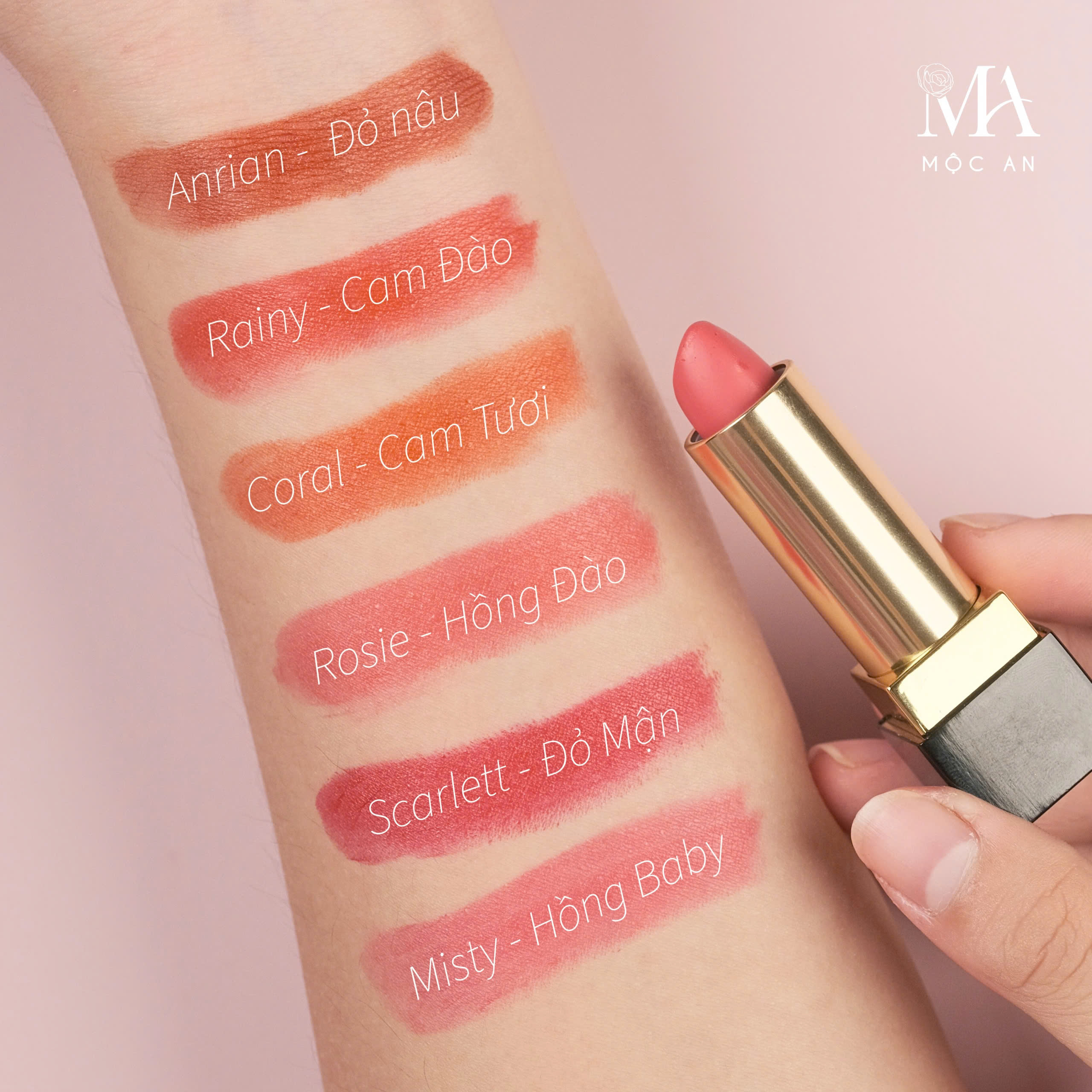 Mô tả Son Lì Dưỡng Nhẹ Môi Luxury Mộc An Không Chứa Chì Giúp Dưỡng Hồng Bền Màu 4g - 6