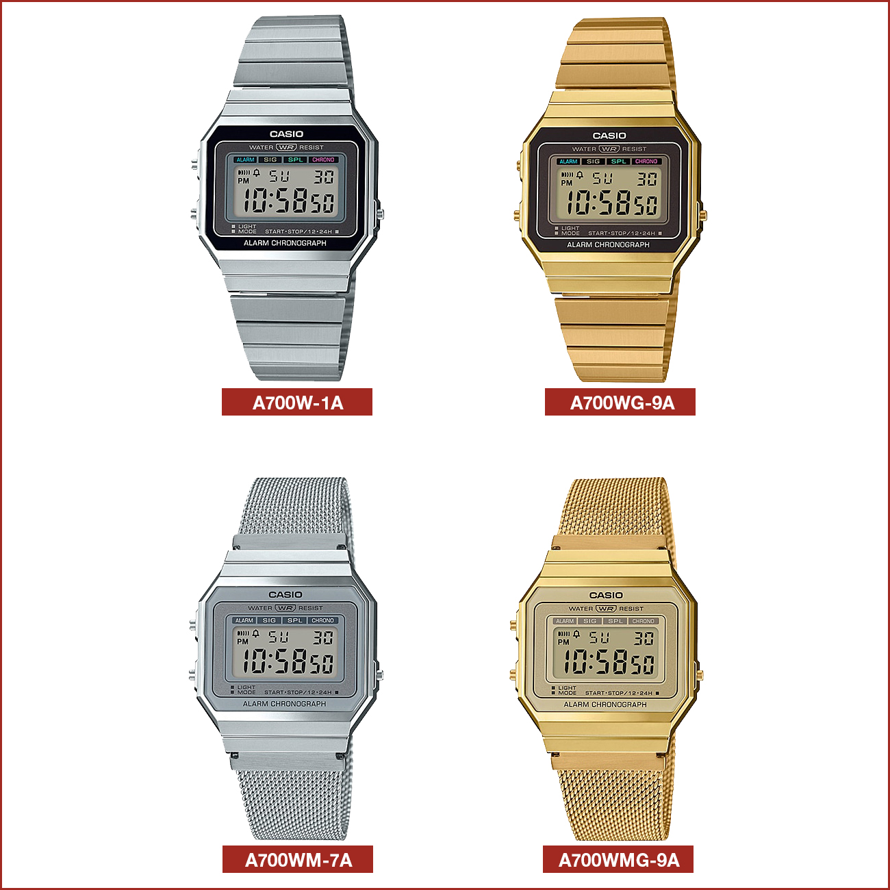 Mô tả Đồng hồ unisex dây kim loại Casio chính hãng A700 Series (35mm) - 1