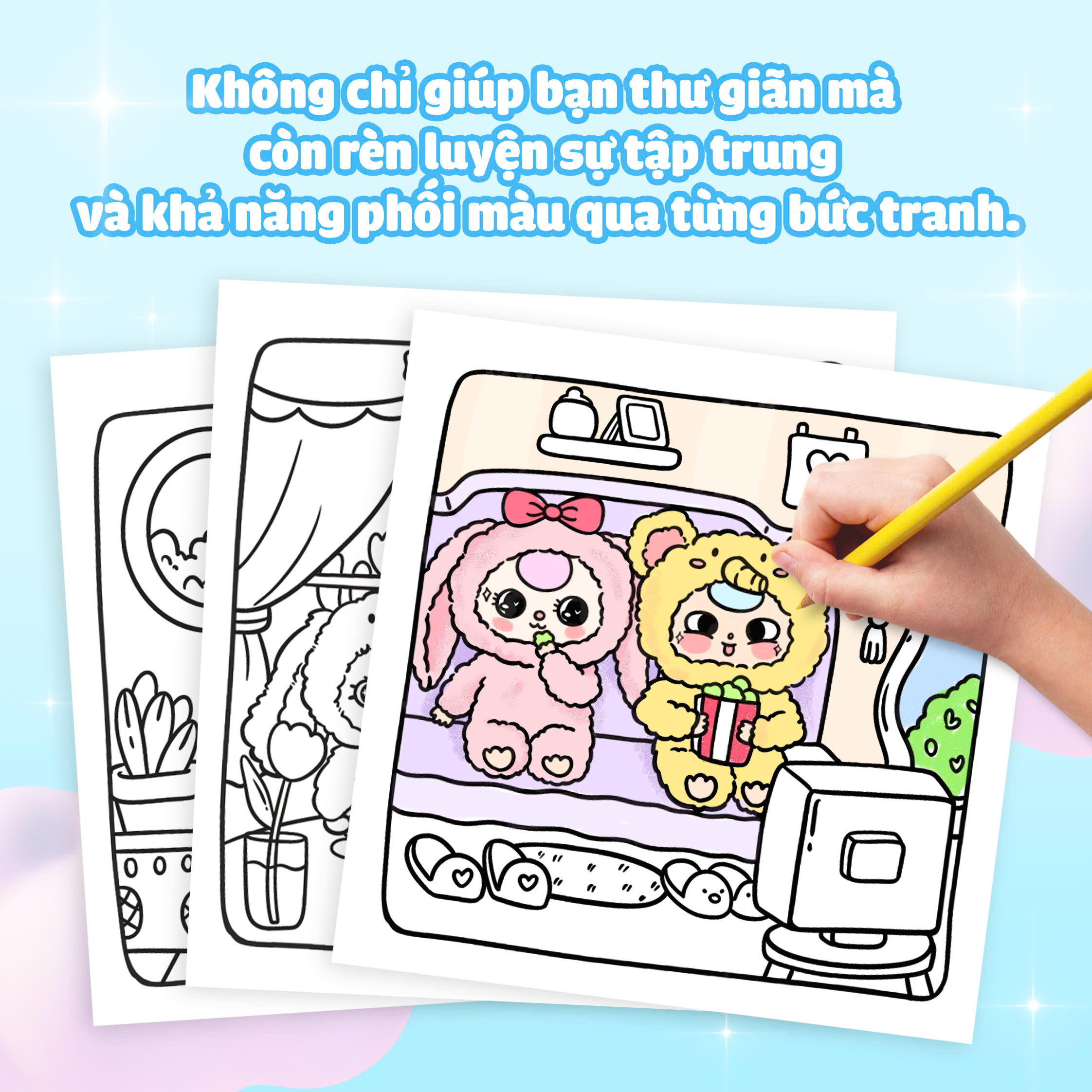 Mô tả Sách tô màu Baby Three & Cầu vồng cảm xúc - 4