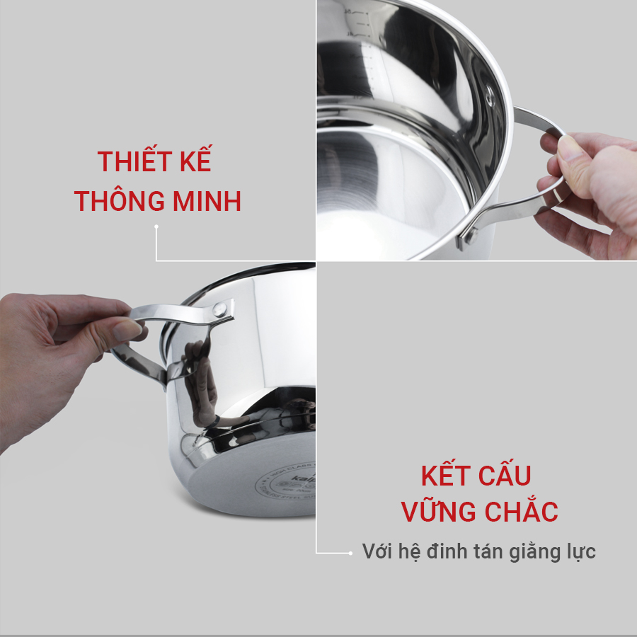 Mô tả Nồi INOX 304 Cao Cấp 5 Đáy Lermat Size 16-18-20-24cm Hàng Chính Hãng KALPEN-GIA DỤNG ĐỨC - 5