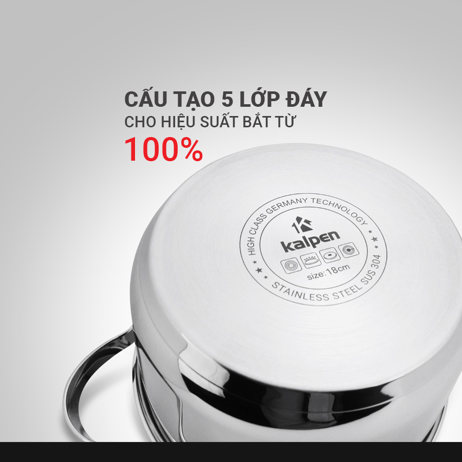 Mô tả Nồi INOX 304 Cao Cấp 5 Đáy Lermat Size 16-18-20-24cm Hàng Chính Hãng KALPEN-GIA DỤNG ĐỨC - 3
