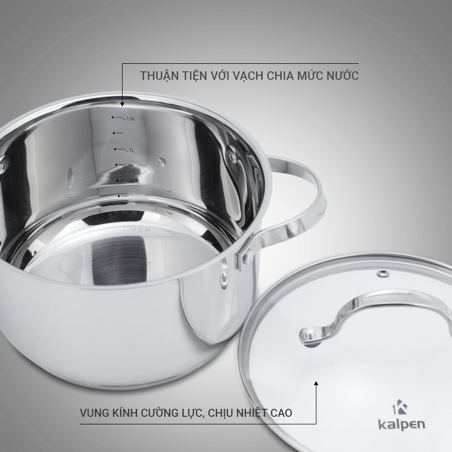 Mô tả Nồi INOX 304 Cao Cấp 5 Đáy Lermat Size 16-18-20-24cm Hàng Chính Hãng KALPEN-GIA DỤNG ĐỨC - 6