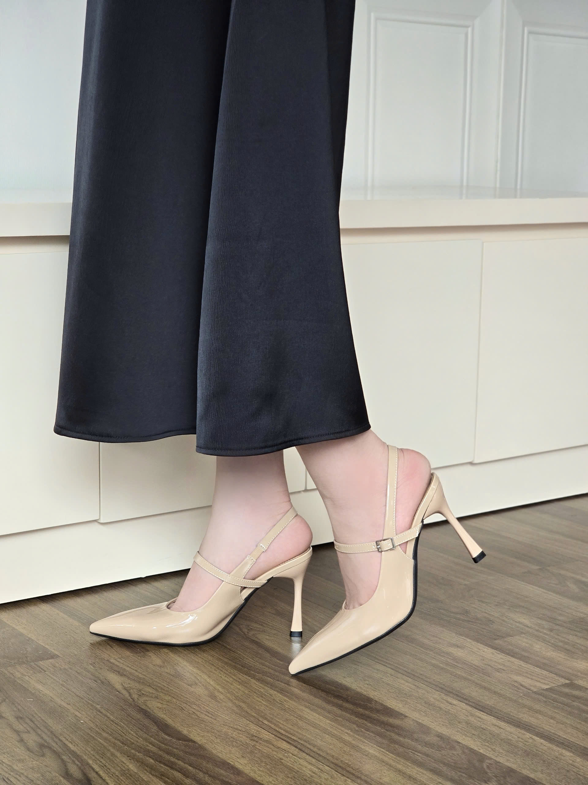 Mô tả Giày Cao Gót Slingback Nữ Cillie Gót Nhọn Mũi Nhọn Thời Trang Đi Tiệc Da PU Trơn Cao Cấp CG32 - 4