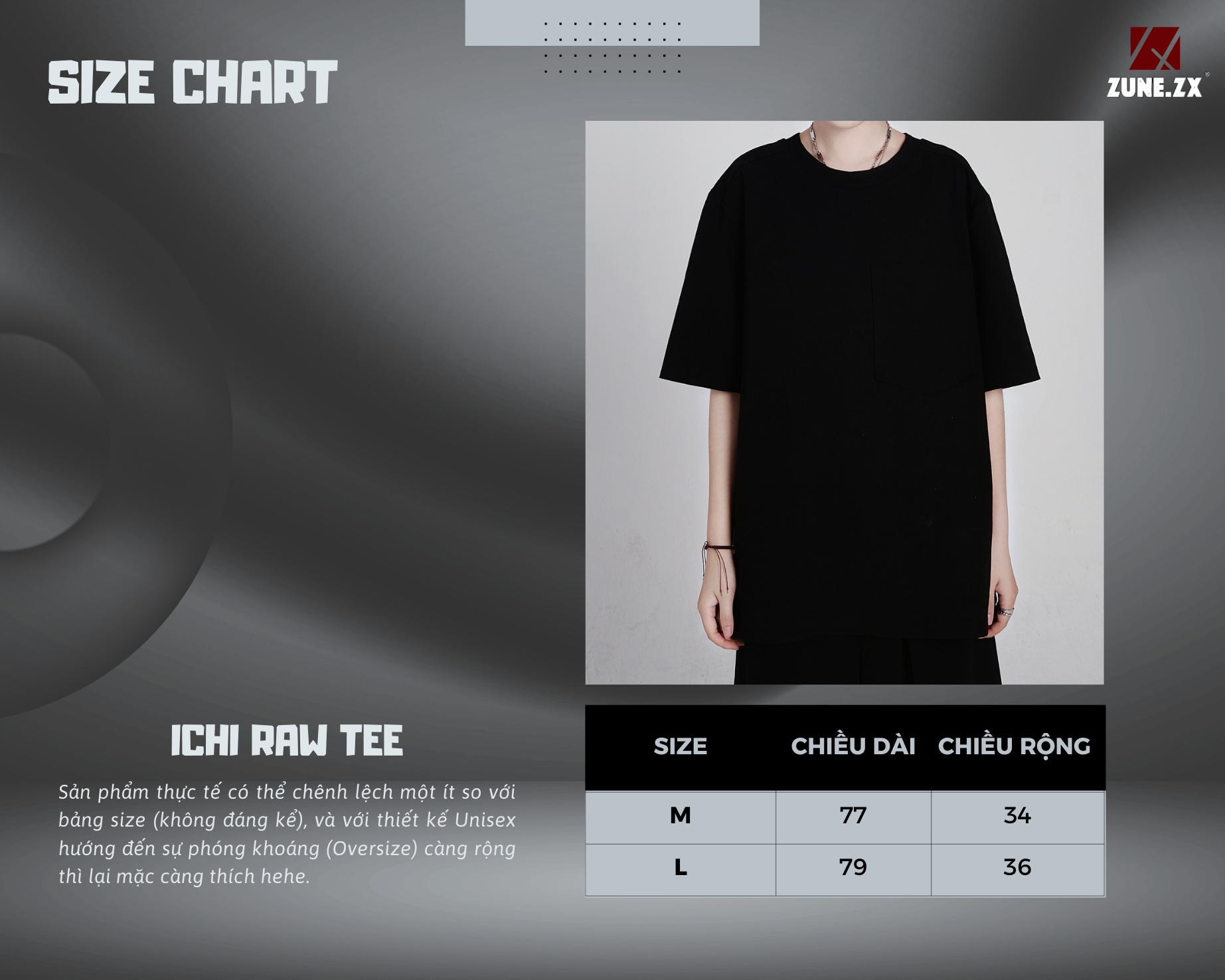 Mô tả Áo Tee thiết kế Unisex Zune.zx, ICHI RAW TEE - 1
