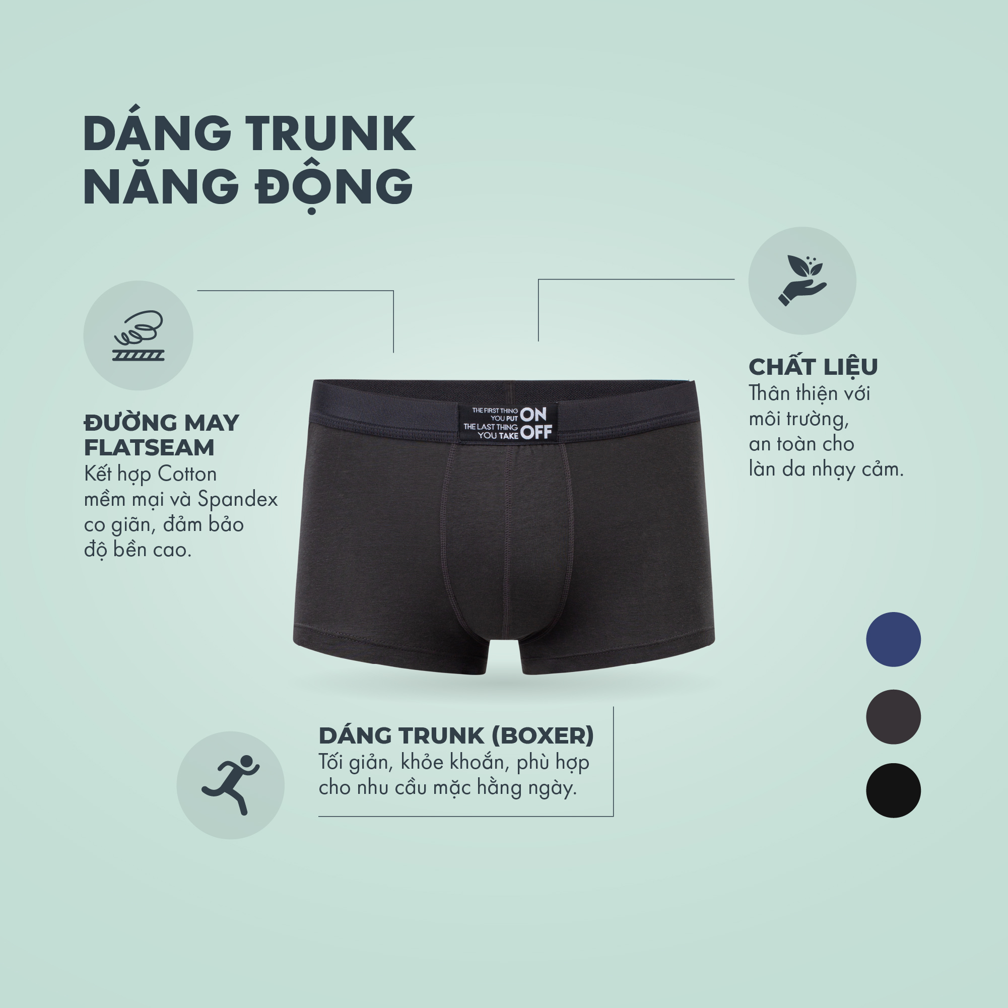 Mô tả Combo 3 quần lót nam ONOFF cotton USA thoáng mát, kháng khuẩn dáng boxer - 18UO23A055 - 1