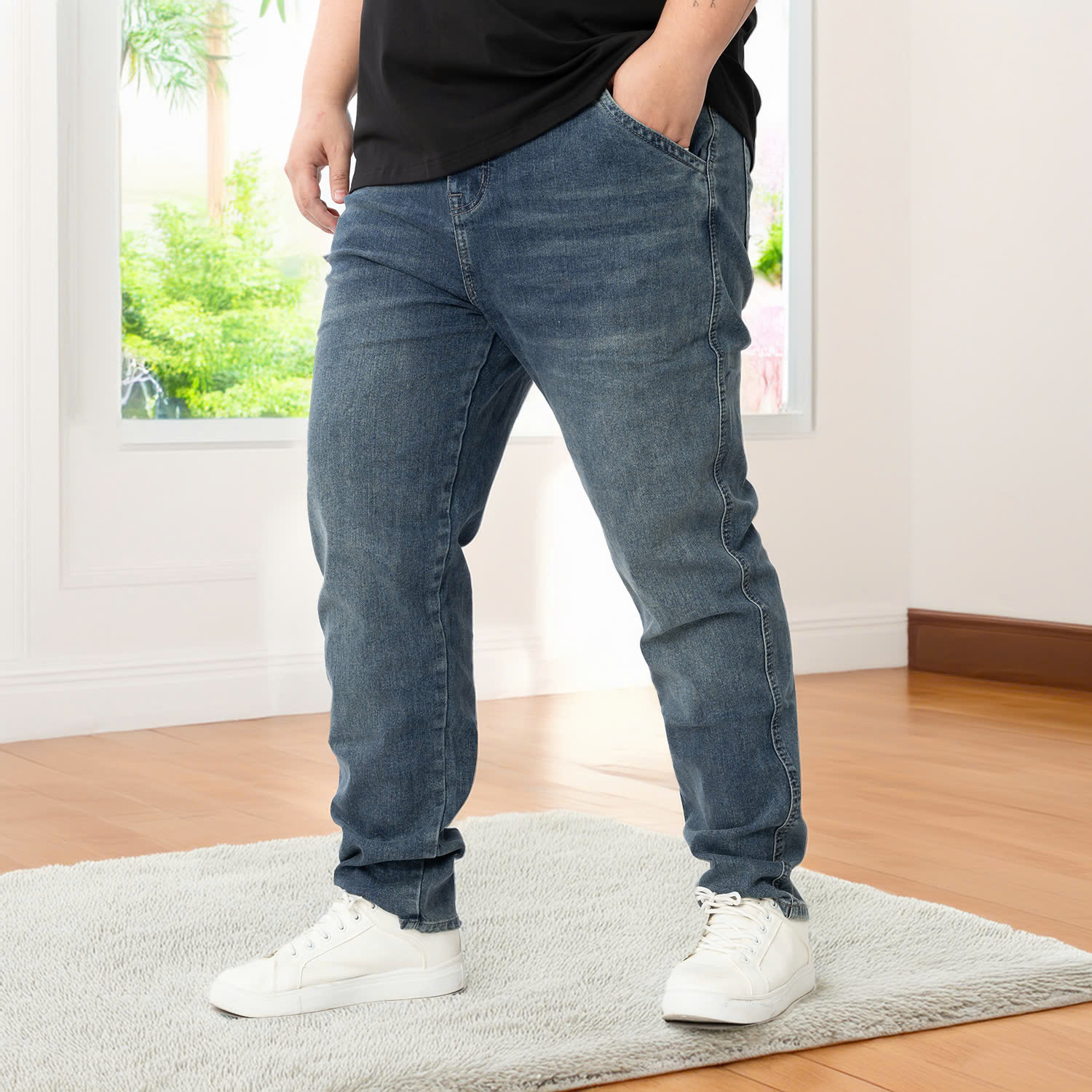 Mô tả Quần Jean Nam AKYOO Bigsize Size Từ 80kg-140kg, Chất Jean Co Giãn 04 Chiều - QJ XANH B1 - 4