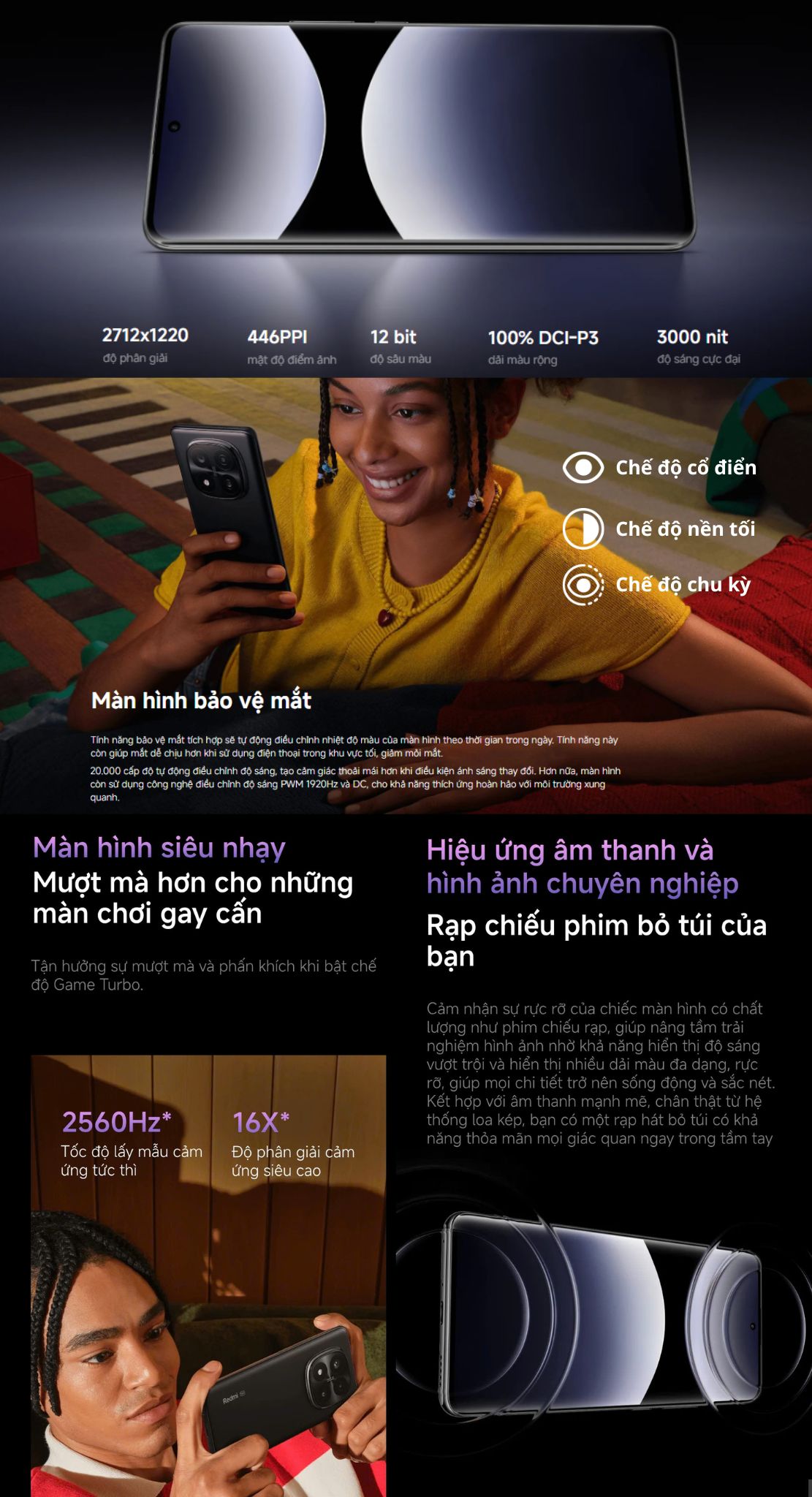 Mô tả Điện thoại thông minh Redmi Note 14 Pro+ 5G (8+256GB) | Màn hình 6.67" | Snap 7S Gen 3 | Camera AI 200MP - 9