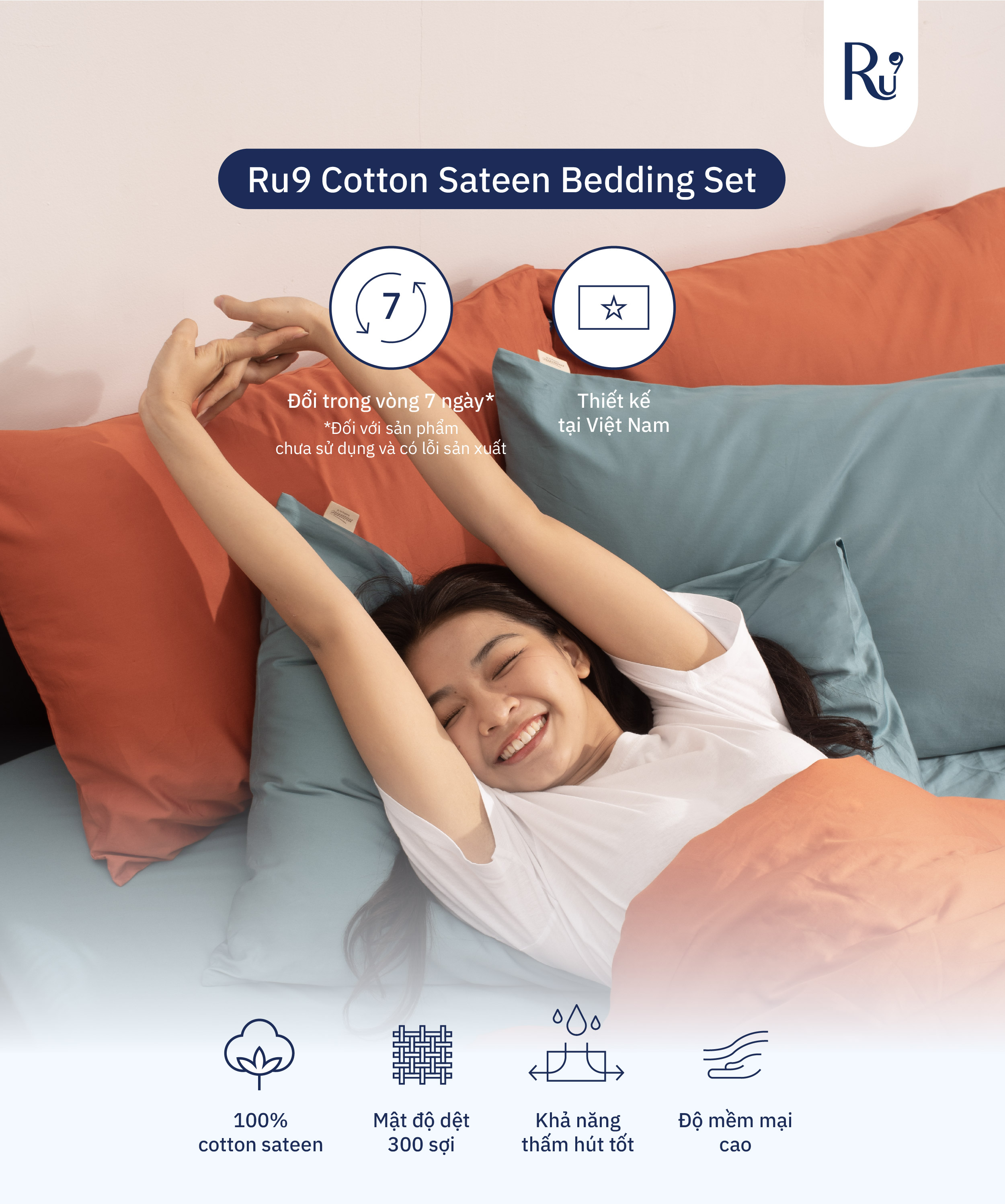 Mô tả Bộ Ga Giường Ru9 Cotton Sateen - 1