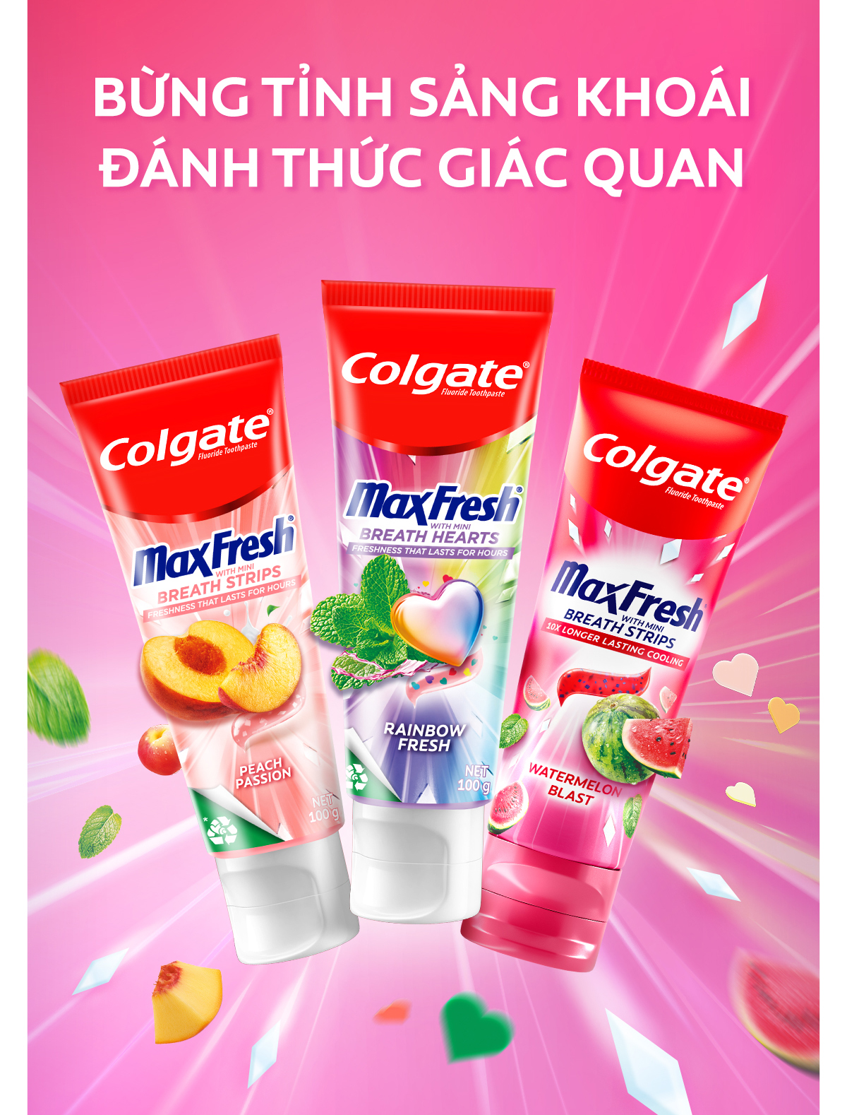 Mô tả Bộ 3 Kem đánh răng Colgate MaxFresh Hương nhiệt đới, tinh thể cầu vồng the mát 100g/ tuýp - 5