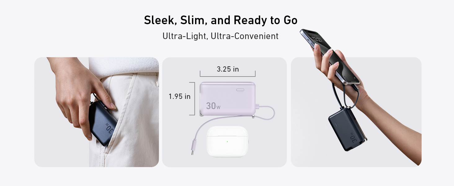 Anker Power Bank Charger Block 3-in-1 5,000mAh Portable Charger with ...