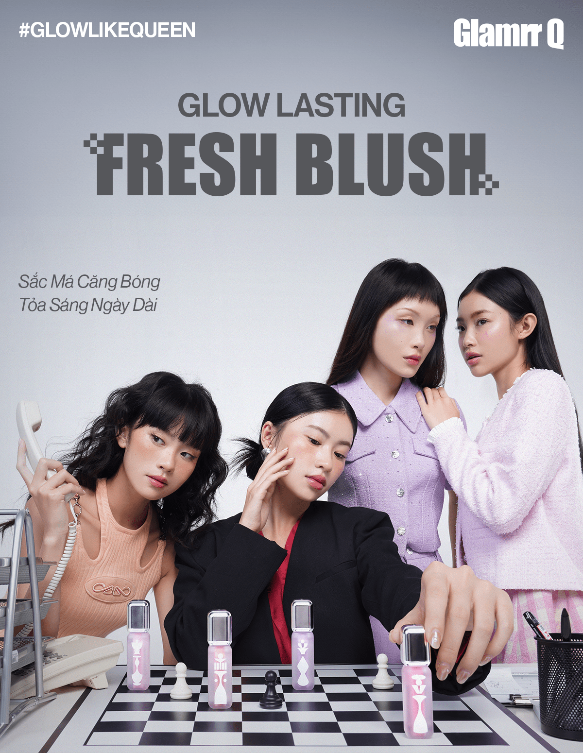 Mô tả Má Hồng Kem Căng Bóng Glamrr Q Glow Lasting Fresh Blush 3.8g - 1