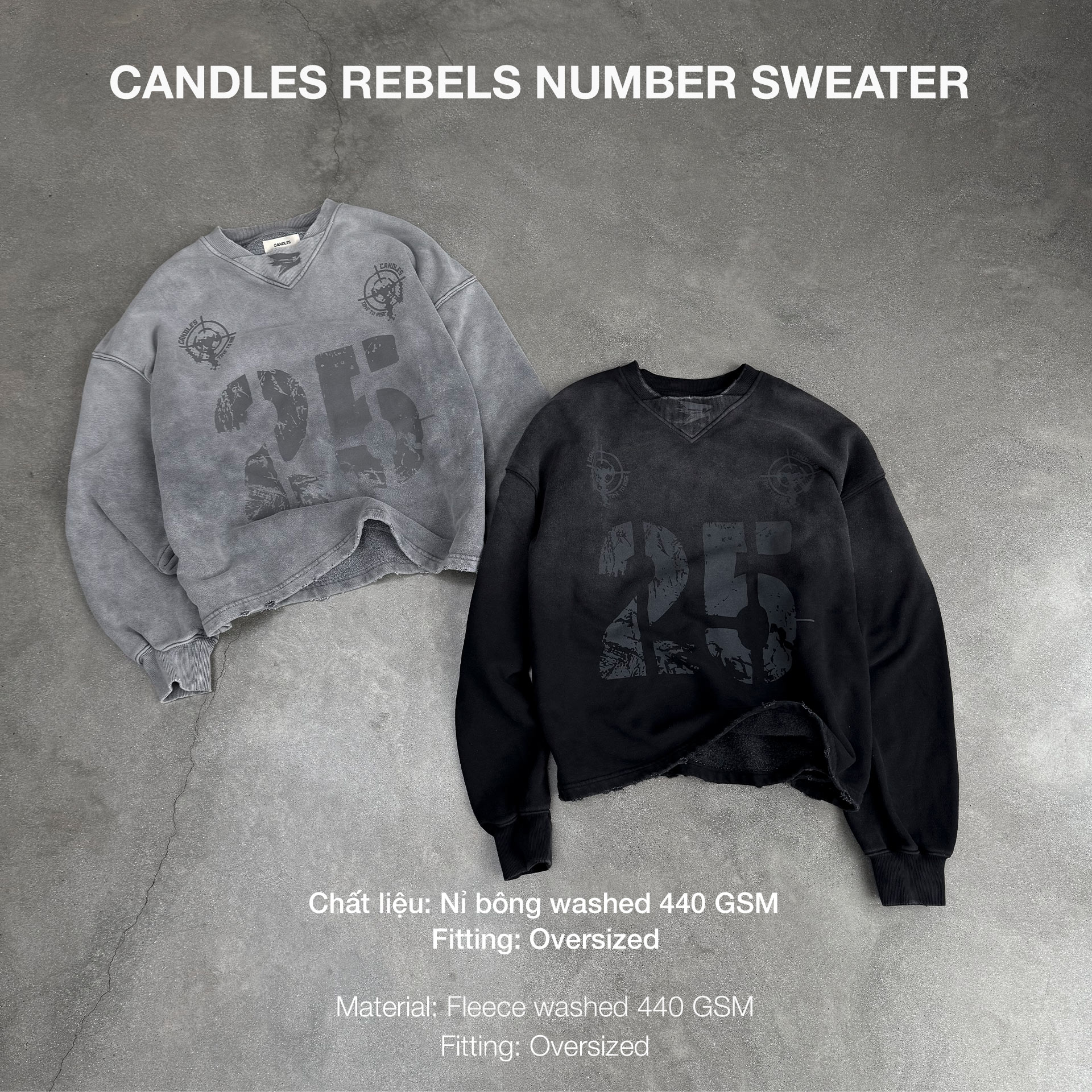 Mô tả Áo Nỉ Candles Rebels Number Oversized Unisex - 1