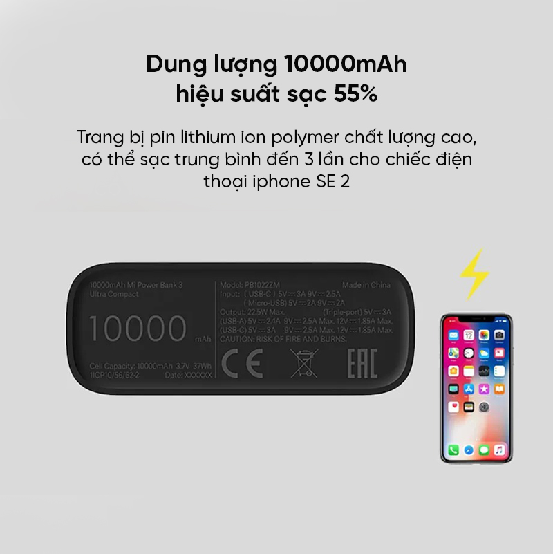 Mô tả Pin sạc dự phòng Xiaomi Mi Power 3 Ultra Compact 10000mAh BHR4412GL - 4