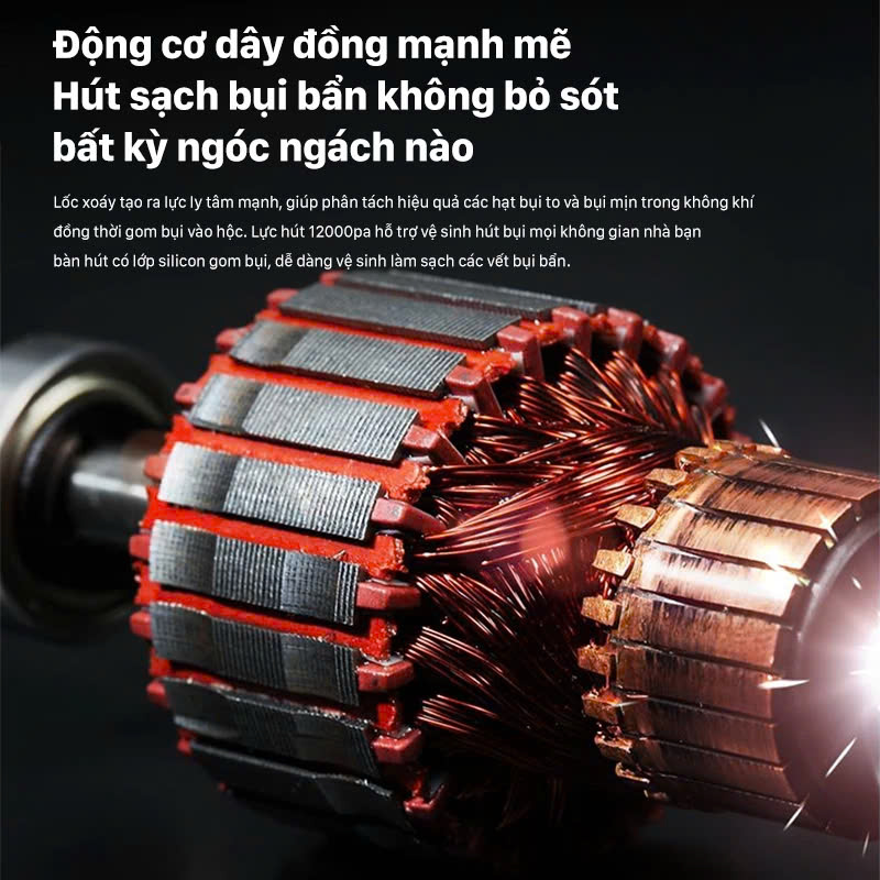 Mô tả 【Model 2023】 Máy hút bụi cầm tay DEERMA DX118C kèm 3 đầu hút công suất 600W lực hút mạnh mẽ 15Kpa - 4