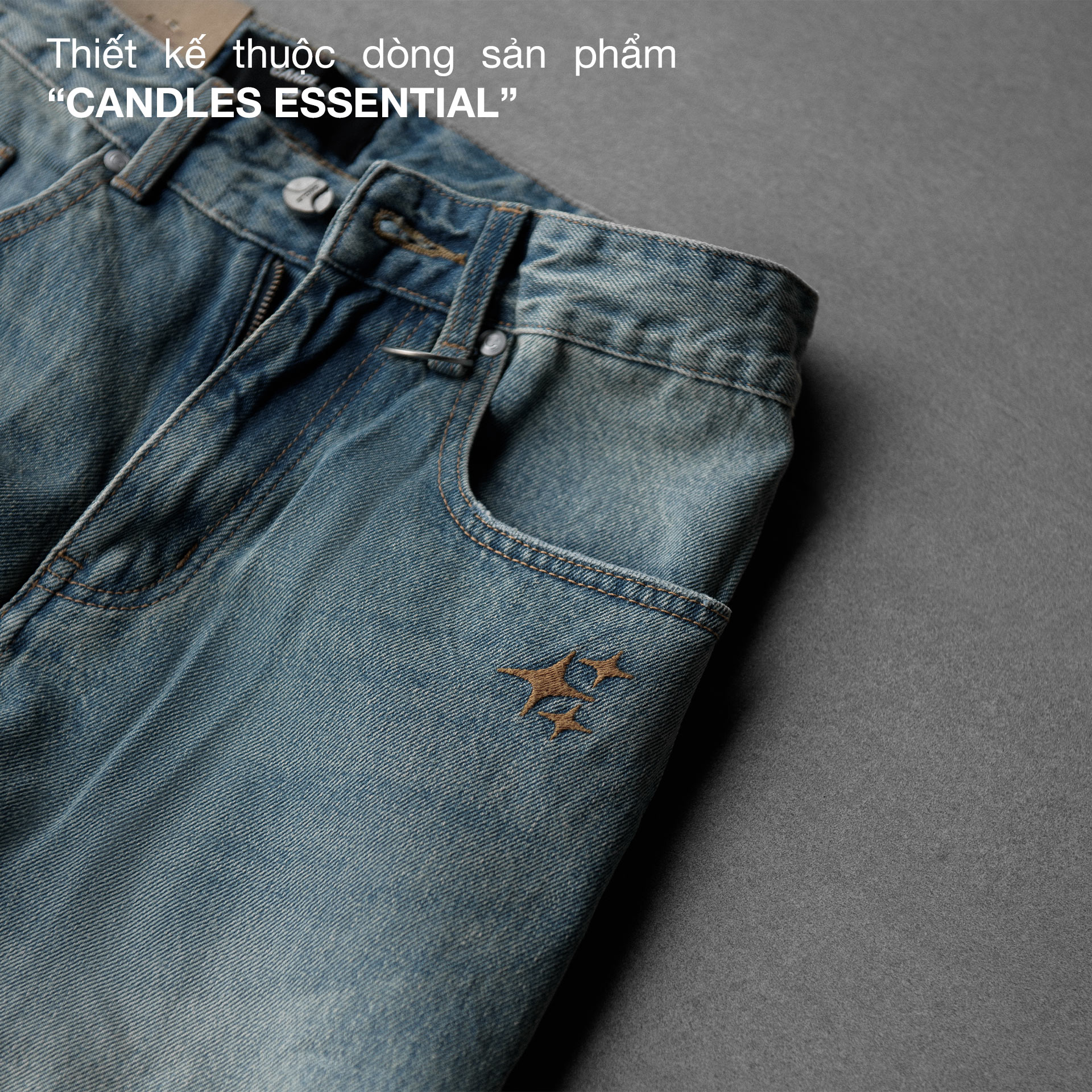 Mô tả Quần Jeans Candles Vintage Straight Unisex - 3