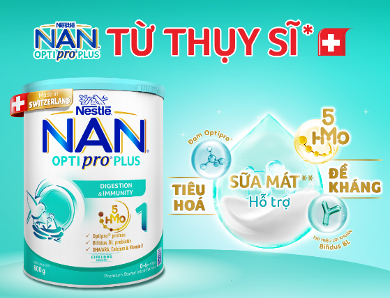 Mô tả Sữa bột Nestlé NAN OPTIPRO PLUS 1 800g nhập khẩu Thụy Sỹ với 5HMO - 1