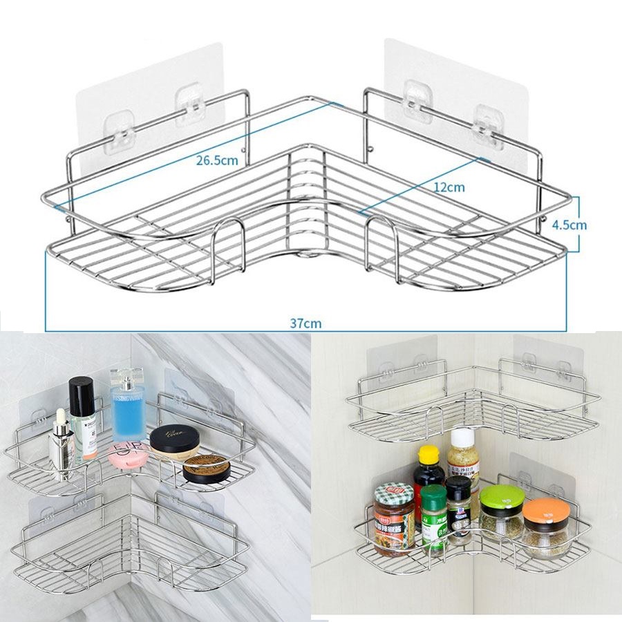 Mô tả Kệ Góc Dán Tường INOX 304 Để Đồ Nhà Tắm Phòng Bếp Siêu Chắc - OENON - 1