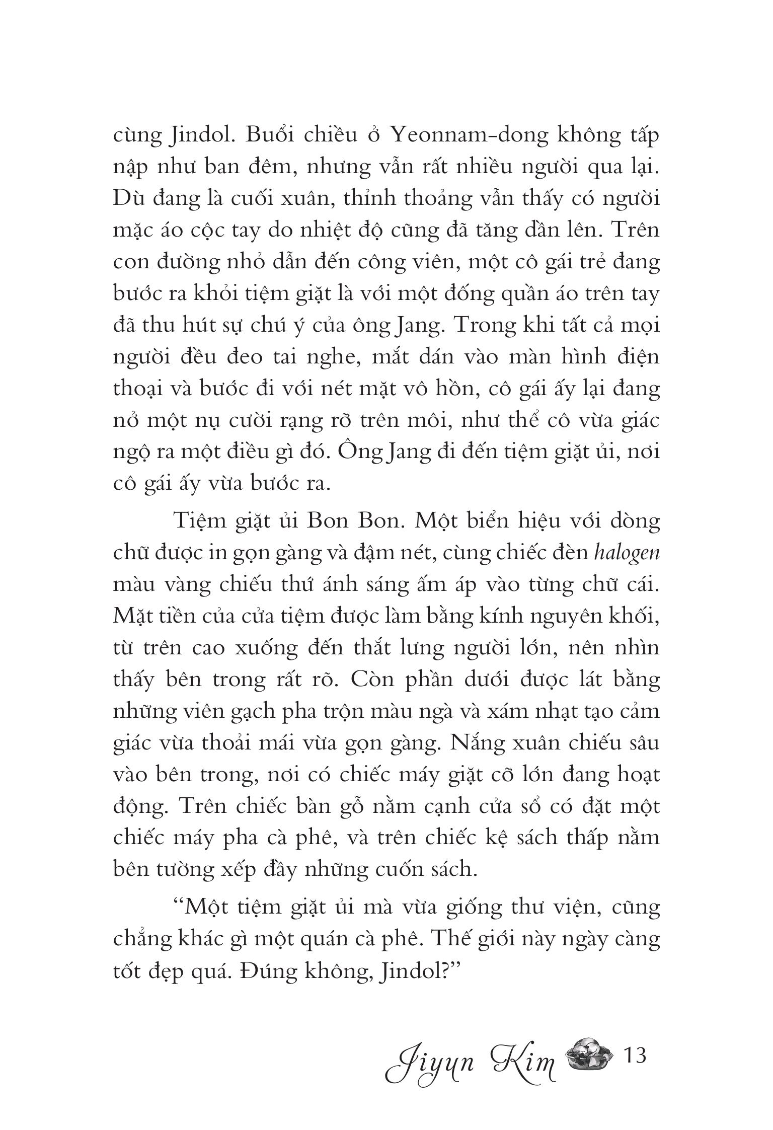 Mô tả Sách Văn Học - Tiệm Giặt Ủi Bon Bon - Jiyun Kim (Kyon Kyeon & Nguyễn Thủy dịch) - 11