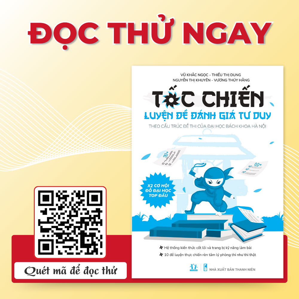 Mô tả Sách Tốc chiến luyện đề Đánh giá tư duy Đại học Bách Khoa Hà Nội - HOCMAI - 8