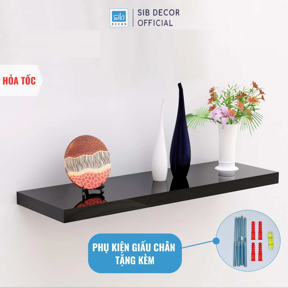 Mô tả Kệ Thanh Ngang Gỗ Chống Ẩm, Sơn Phủ Bóng 2K Đẹp SIB Decor - 1