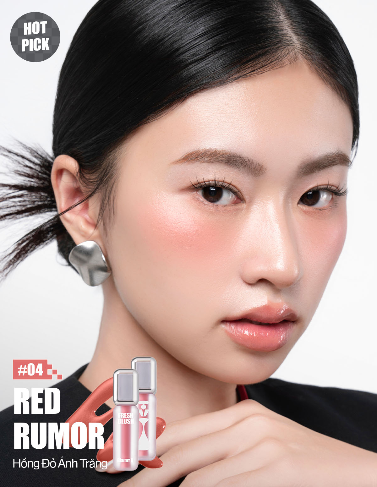 Mô tả [Glamrr Q x KOL] Má Hồng Kem Căng Bóng Glamrr Q Glow Lasting Fresh Blush 3.8g - 9