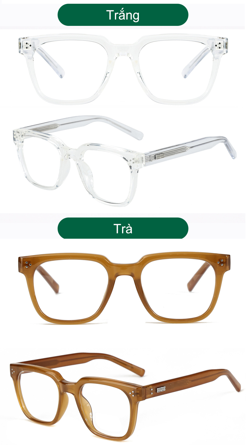 Mô tả Gọng kính cận thời trang nam nữ ANDU EYEWEAR dáng vuông chống tia UV chất liệu nhựa 9137 - 7