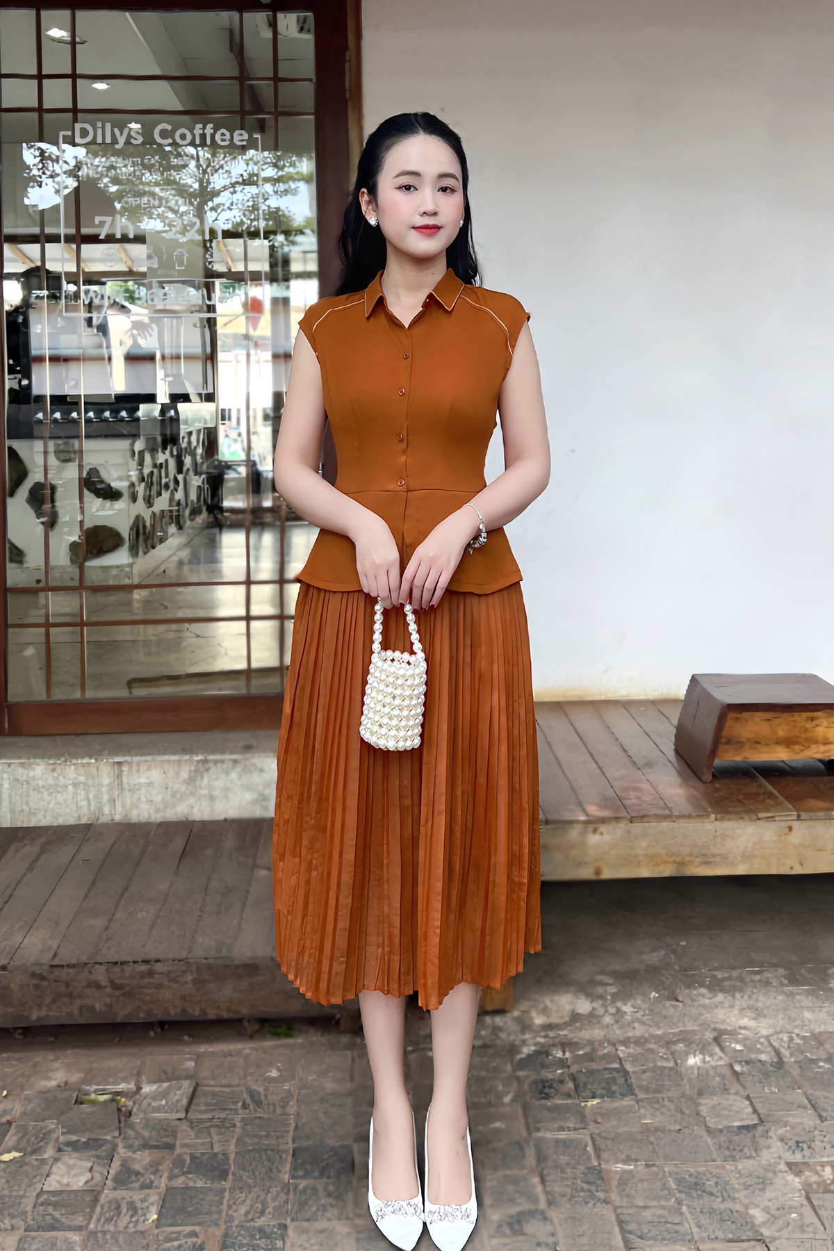 Mô tả Đầm Xòe Peplum Dập Ly Dáng Dài, Váy Liền Thanh Lịch L63L24Q050 - 1