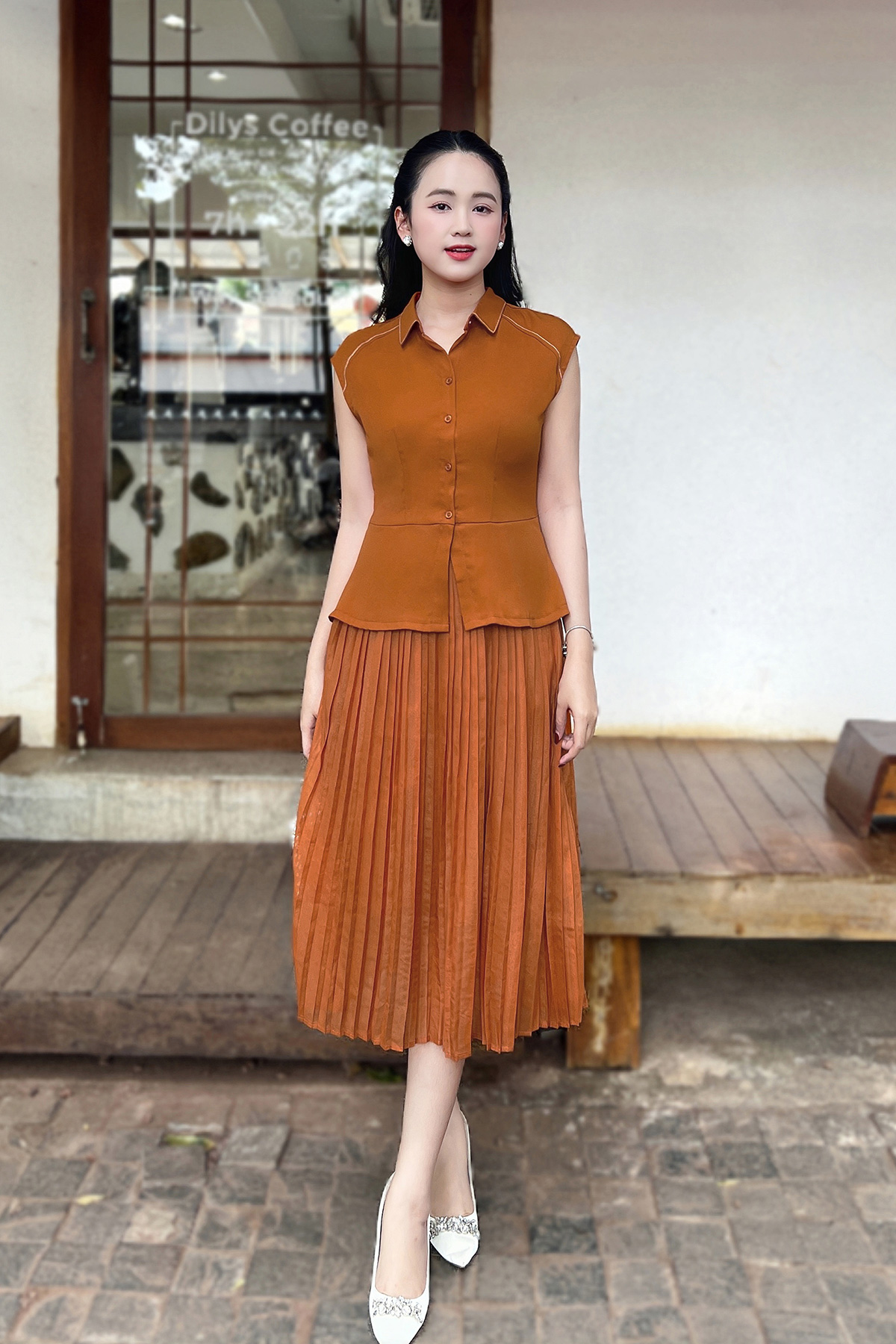 Mô tả Đầm Xòe Peplum Dập Ly Dáng Dài, Váy Liền Thanh Lịch L63L24Q050 - 2