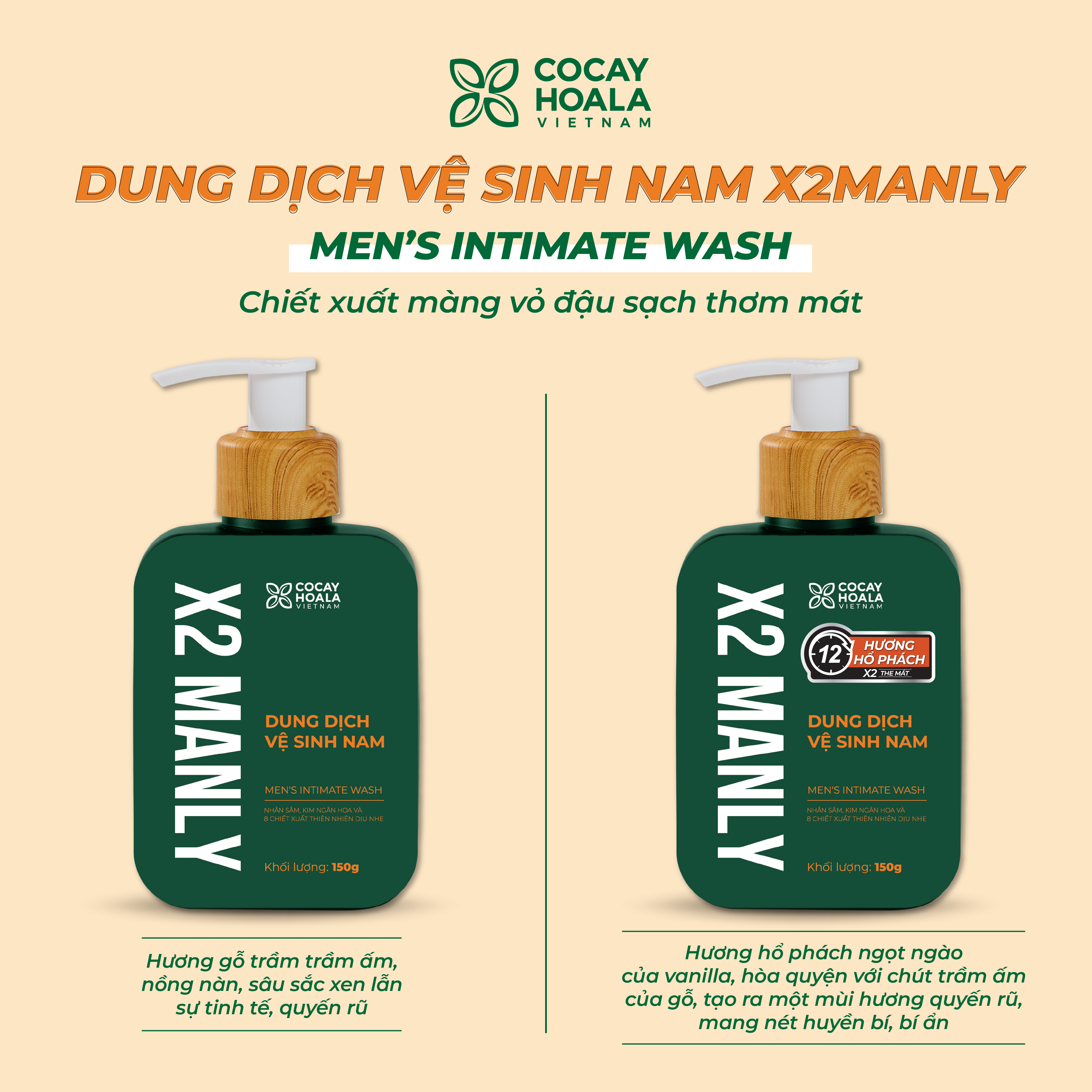 Mô tả Dung dịch vệ sinh nam Cỏ Cây Hoa Lá X2 Manly Làm sạch vùng đại bàng nam giới 150g - 1