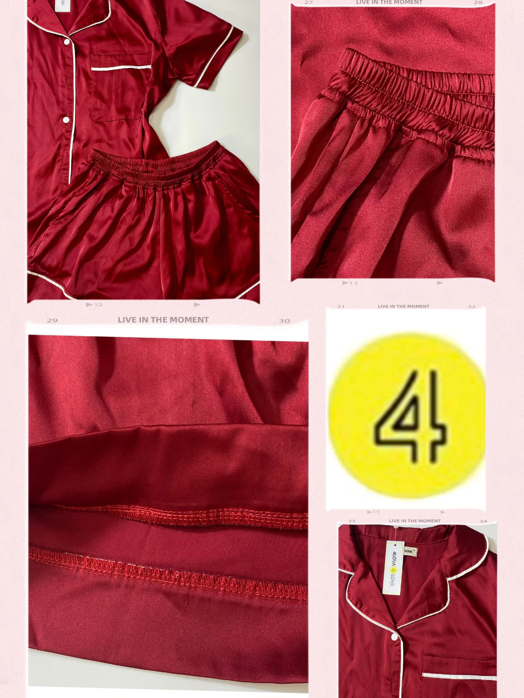 Mô tả Bộ pyjama mặc nhà nữ 4LOVA set đồ ngủ sang trọng mềm mại lụa satin đẹp dáng áo cộc tay quần short - 2