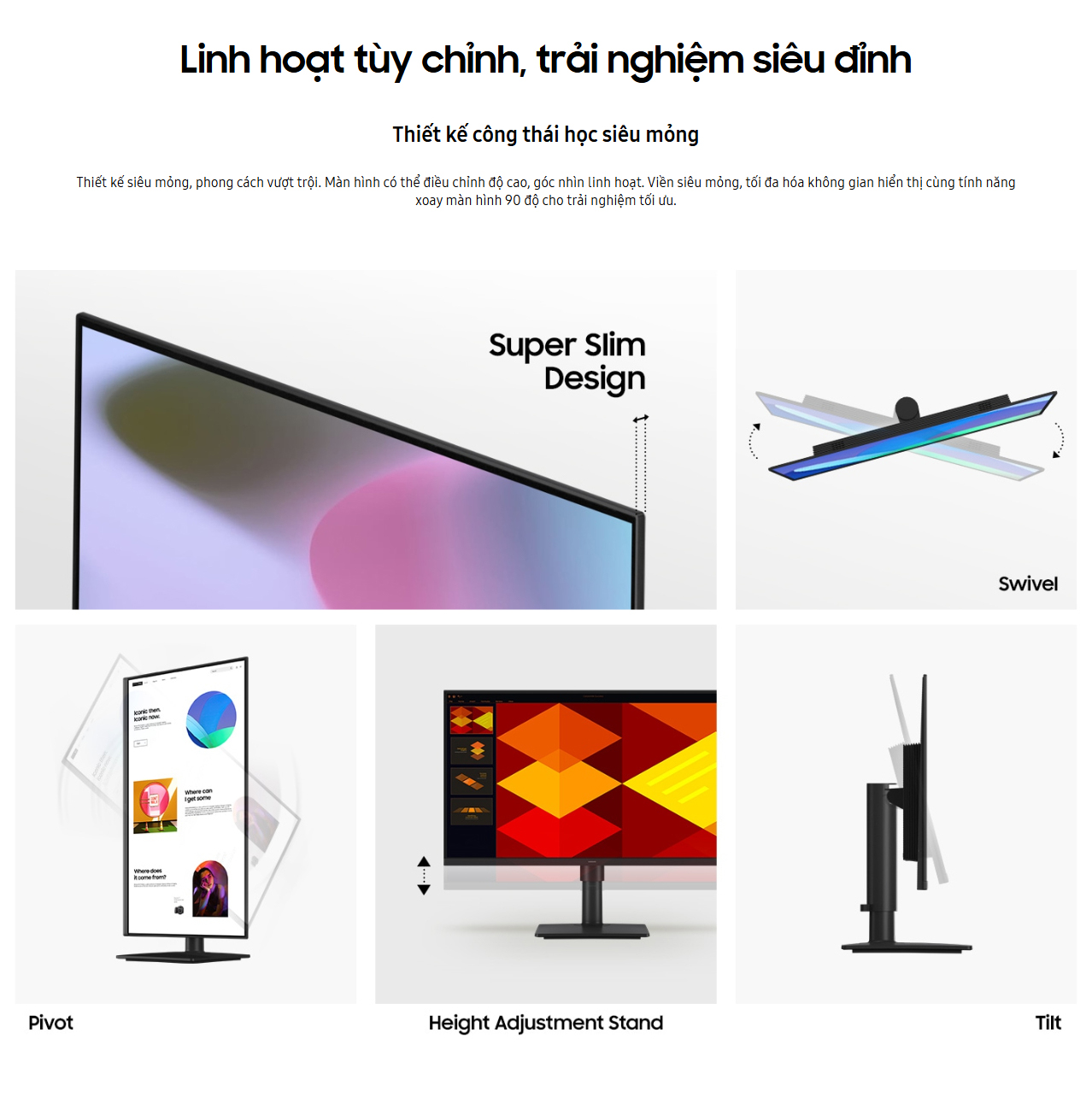 Mô tả Màn hình Samsung công thái học D400GAEXXV FHD IPS 100Hz Bảo vệ mắt Khử nhấp nháy - 6