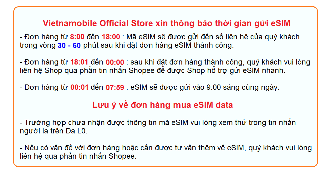 Mô tả ESIM 4G Vietnamobile Data 7GB/Ngày + FREE Nội Mạng. Trọn Gói 1 Năm Không Nạp Tiền. Hàng Độc Quyền - 4
