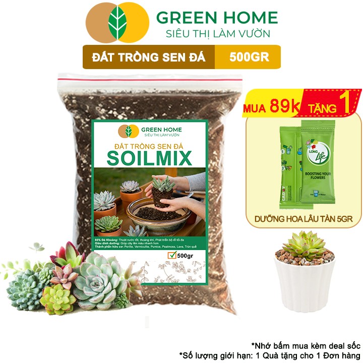 Đất Trồng Sen Đá Greenhome Soil Mix - Thoát nước tốt