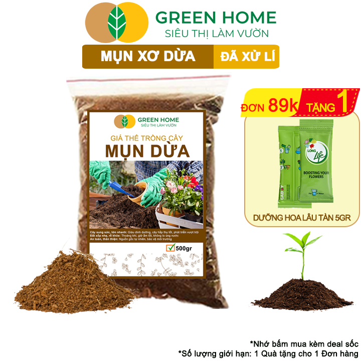 Mô tả Mụn Xơ Dừa Greenhome, Sfarm, Bao 500gr, Đã Qua Xử Lý, Chuyên Trồng Rau, Hoa Màu, Cây Ăn Trái - 1