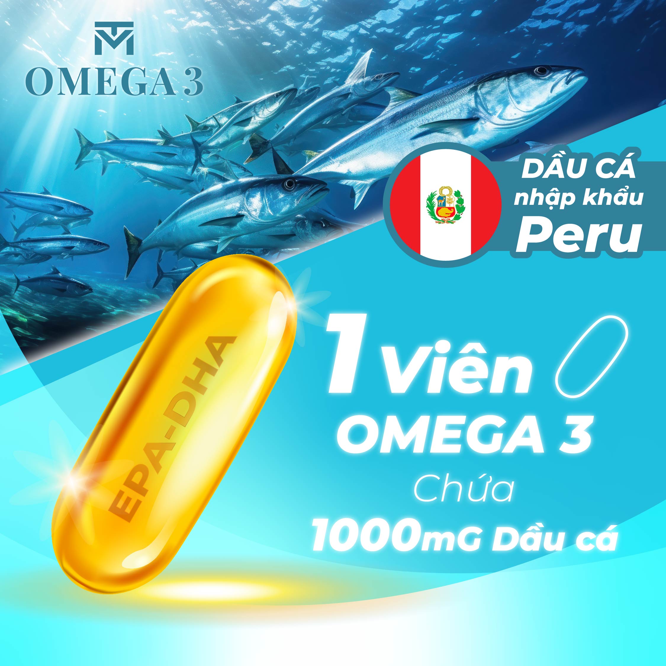 Mô tả Viên uống dầu cá VTM OMEGA 3 tăng cường thị lực, bảo vệ tim mạch - lọ 90 viên - 2