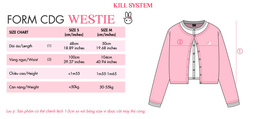 Hướng dẫn chọn size áo cardigan Kill System