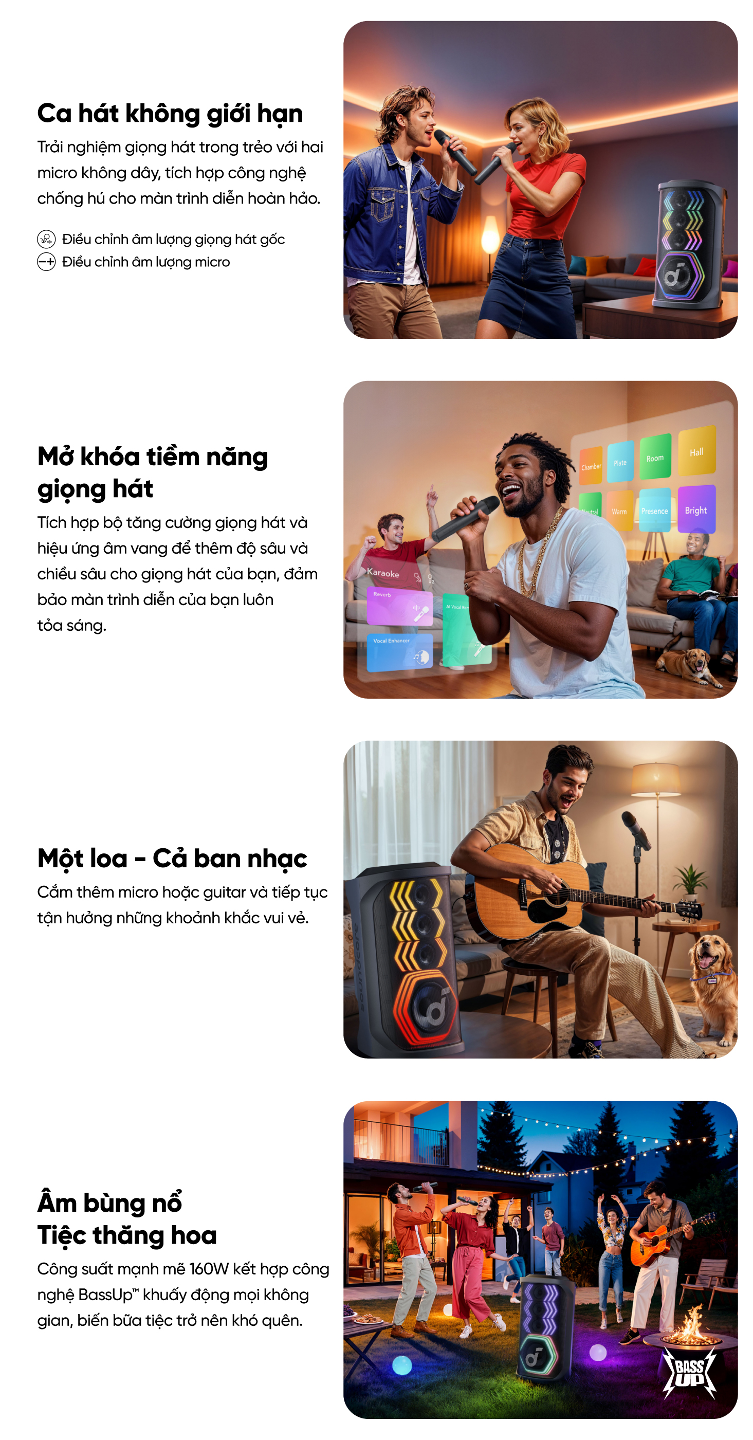 Mô tả Loa bluetooth karaoke party soundcore Rave 3 | Công suất 160W | 2 mic không dây - 2