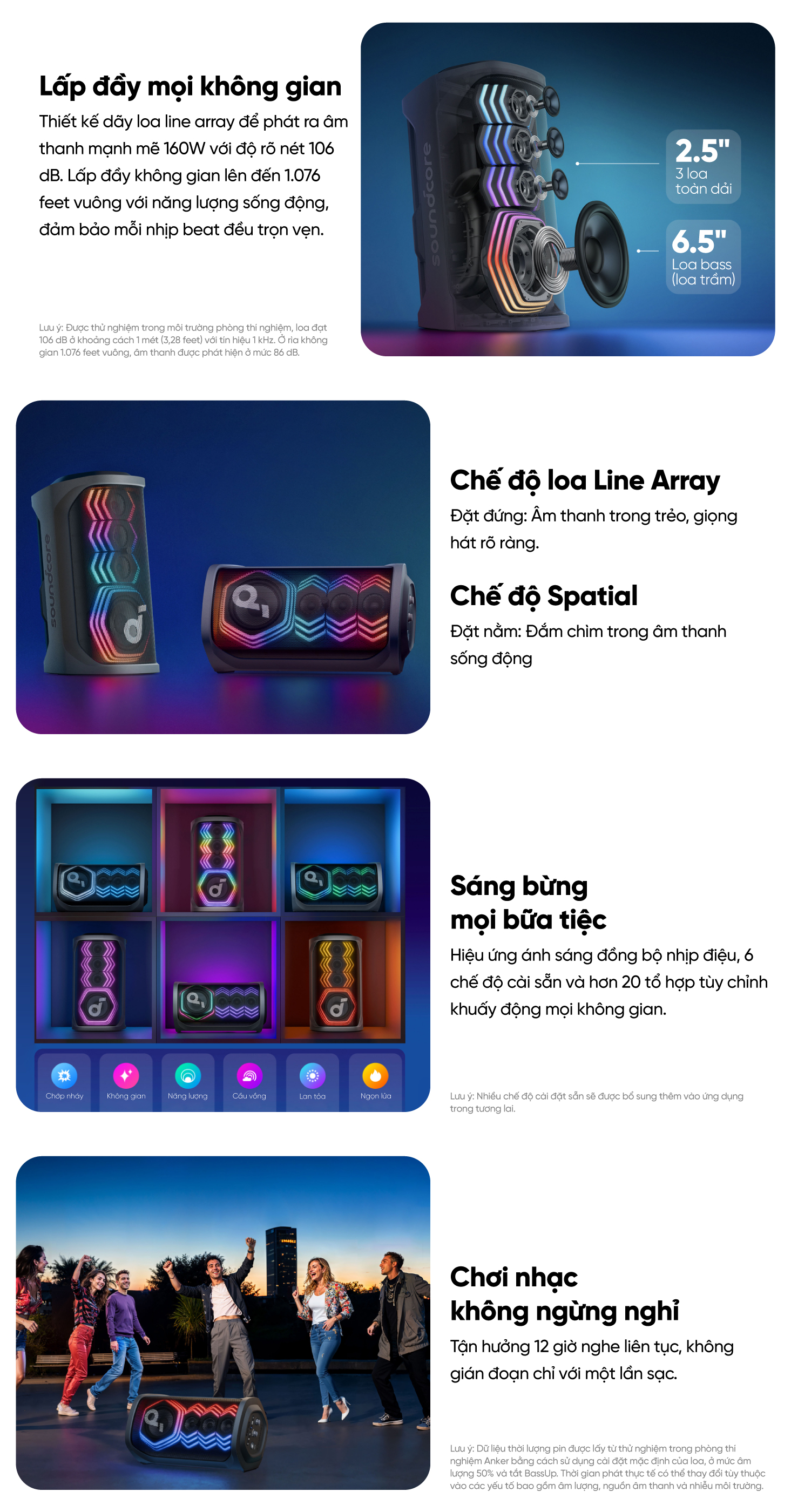 Mô tả Loa bluetooth karaoke party soundcore Rave 3 | Công suất 160W | 2 mic không dây - 3