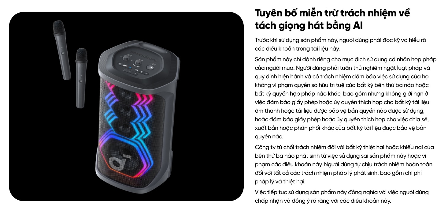 Mô tả Loa bluetooth karaoke party soundcore Rave 3 | Công suất 160W | 2 mic không dây - 5