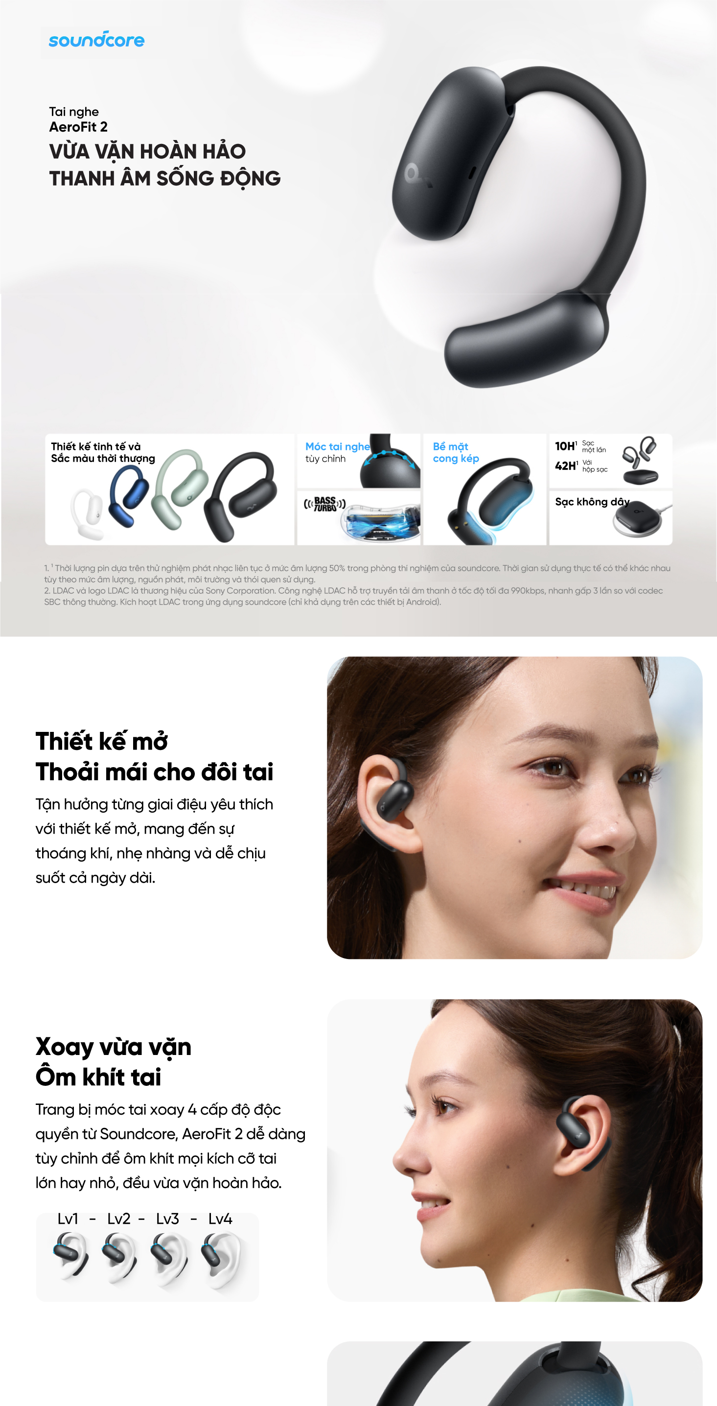 Mô tả Tai nghe bluetooth Open-Ear soundcore AeroFit 2 | Móc tai tùy chỉnh | Chống nước và bụi IP55 - 1