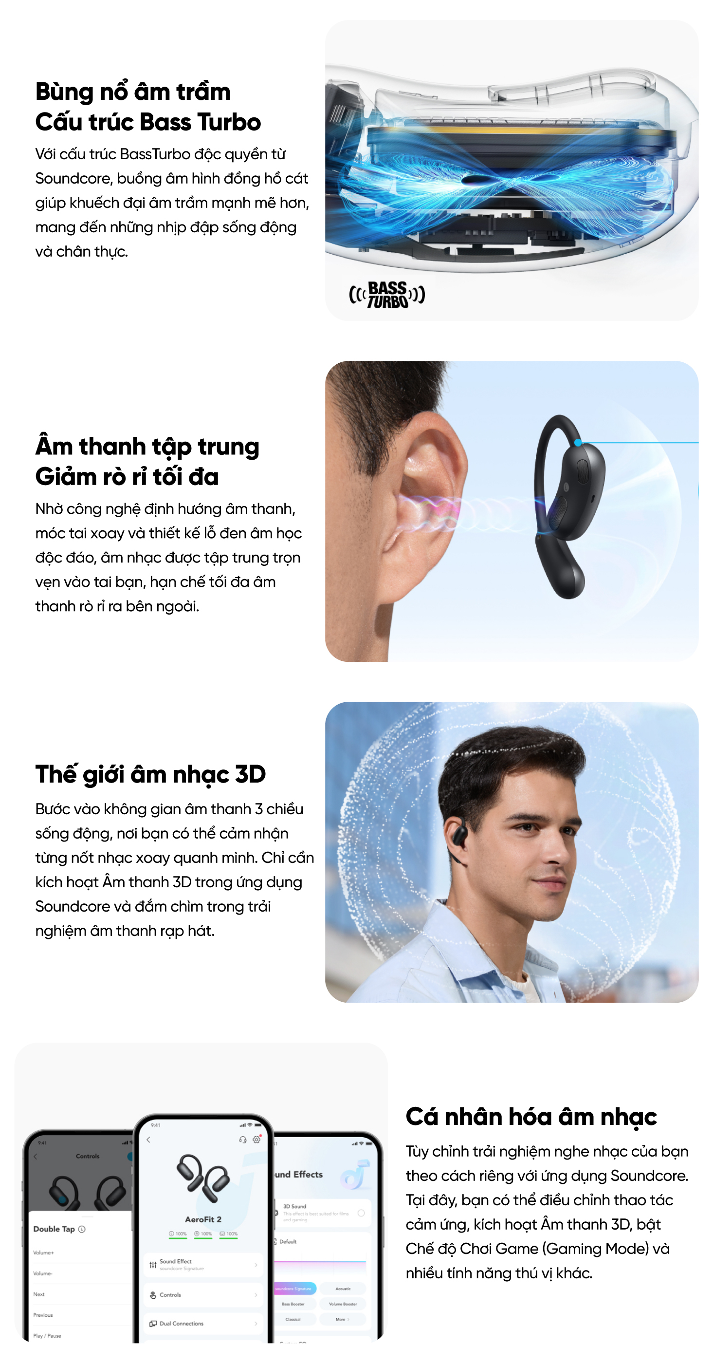 Mô tả Tai nghe bluetooth Open-Ear soundcore AeroFit 2 | Móc tai tùy chỉnh | Chống nước và bụi IP55 - 3