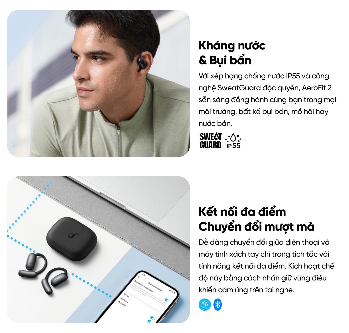 Mô tả Tai nghe bluetooth Open-Ear soundcore AeroFit 2 | Móc tai tùy chỉnh | Chống nước và bụi IP55 - 5